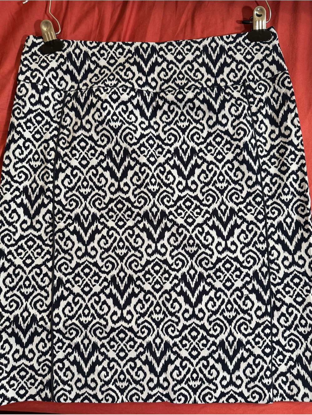 Margaret M Women's Navy and White Patterned A-Line Skirt